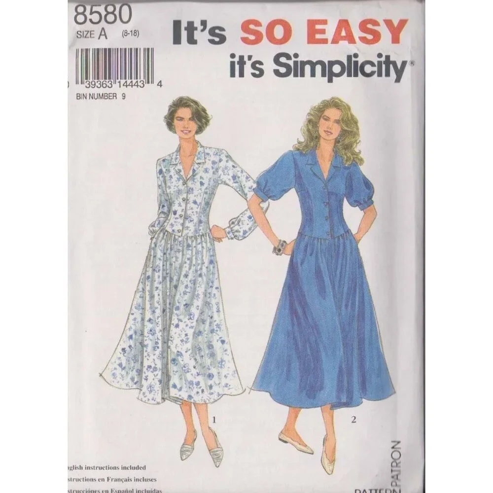 Simplicity Sewing Pattern 8580 Dress Mid Calf Petite Misses Size 8-18
